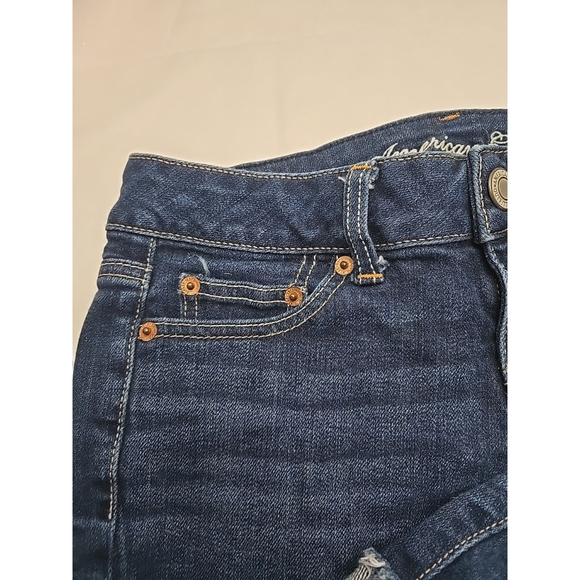 American Eagle Low Rise Denim Shorts Size 0 Y2K Distressed Cutoff Festival - Picture 6 of 12